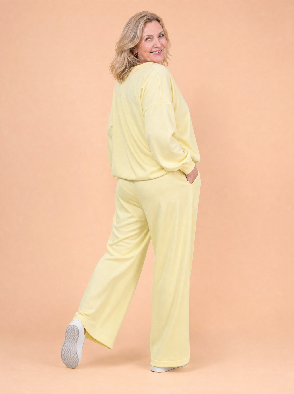 Komplet Masełko Long — Bluzka z długim rękawem i Spodnie Palazzo plus size | 100% Wiskoza Masełko, Polska Szwalnia