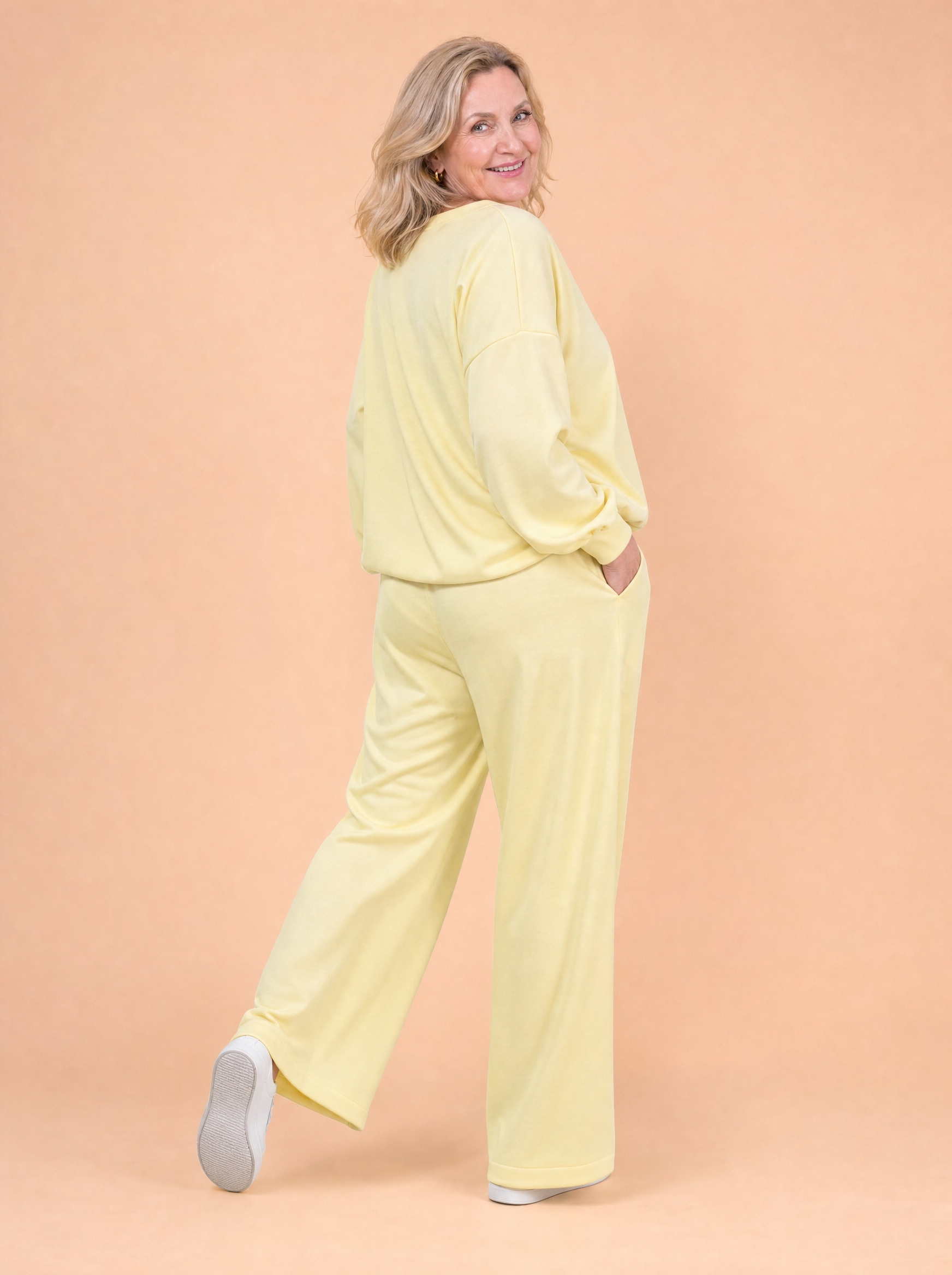 Komplet Masełko Long — Bluzka z długim rękawem i Spodnie Palazzo plus size | 100% Wiskoza Masełko, Polska Szwalnia