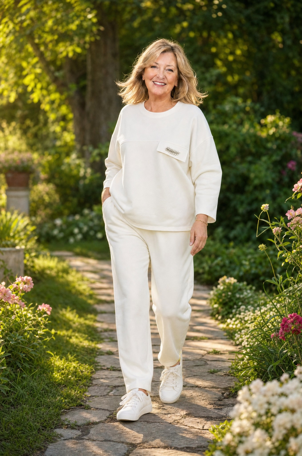 Komplet Dresowy Glamour — bluza z broszką + spodnie | Polska szwalnia
