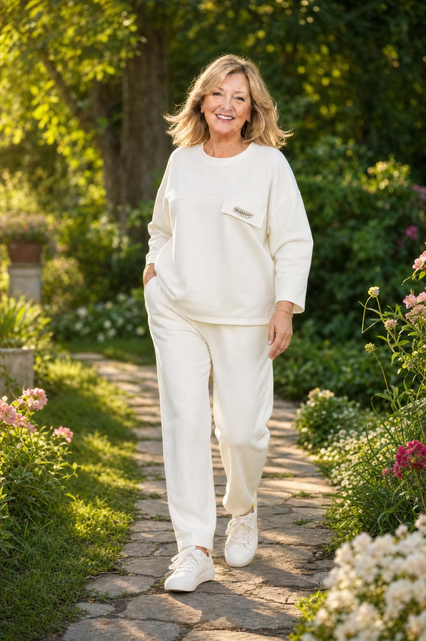 Komplet Dresowy Glamour — bluza z broszką + spodnie | Polska szwalnia