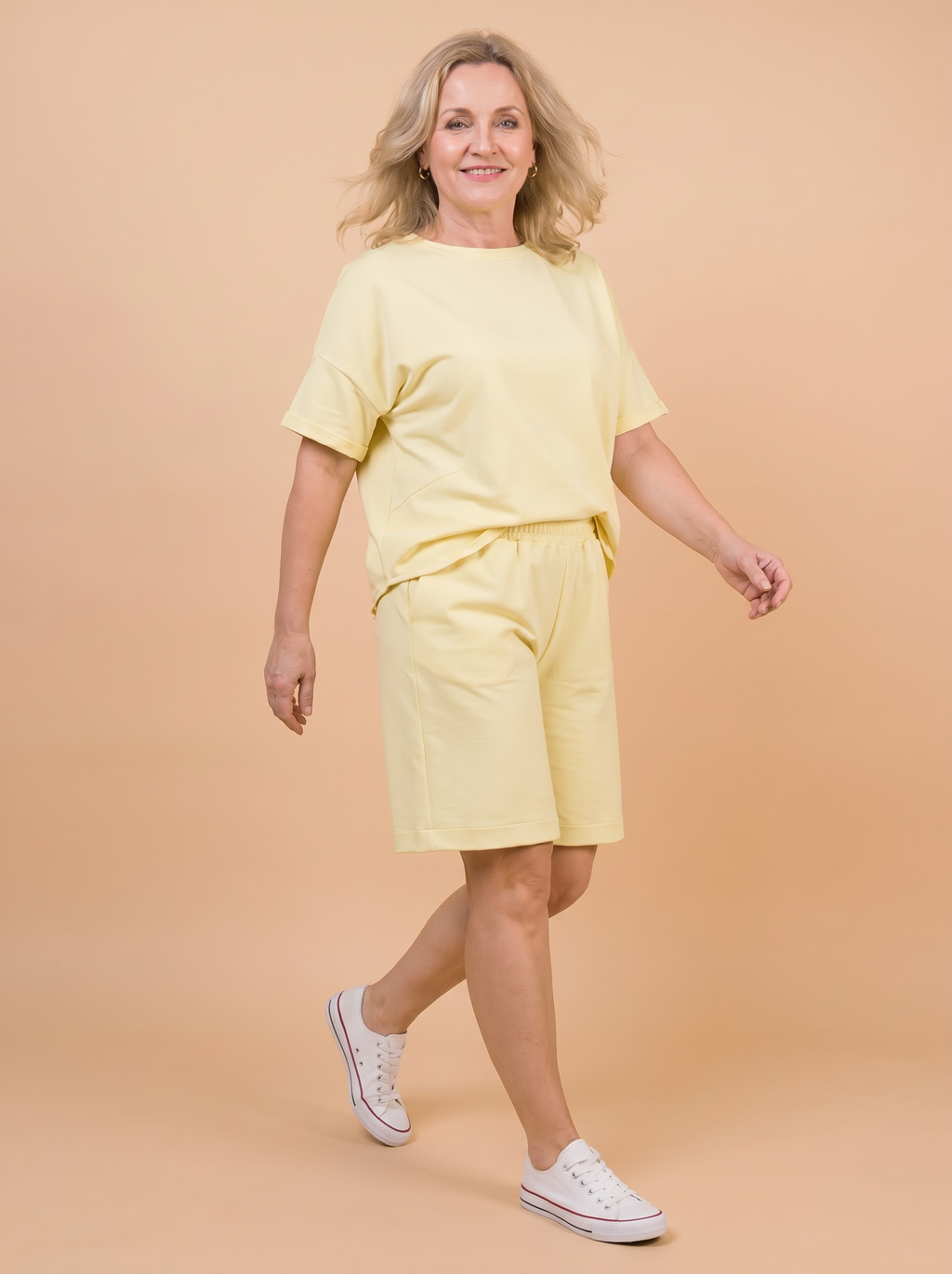 Komplet Letni Masełko — t-shirt oversize i szorty plus size | 100% Masełko (wiskoza) Polska szwalnia