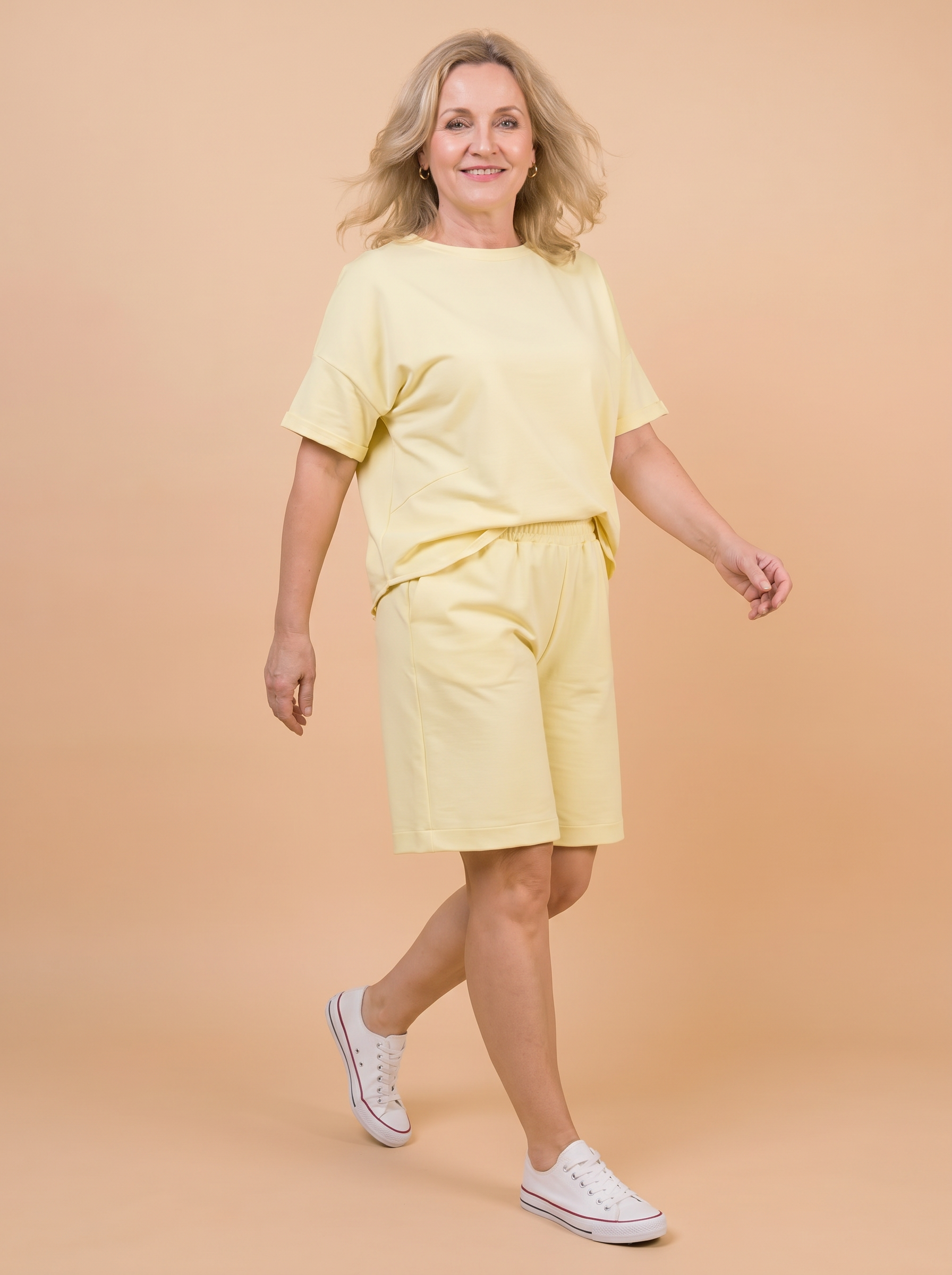 Komplet Letni Masełko — t-shirt oversize i szorty plus size | 100% Masełko (wiskoza) Polska szwalnia