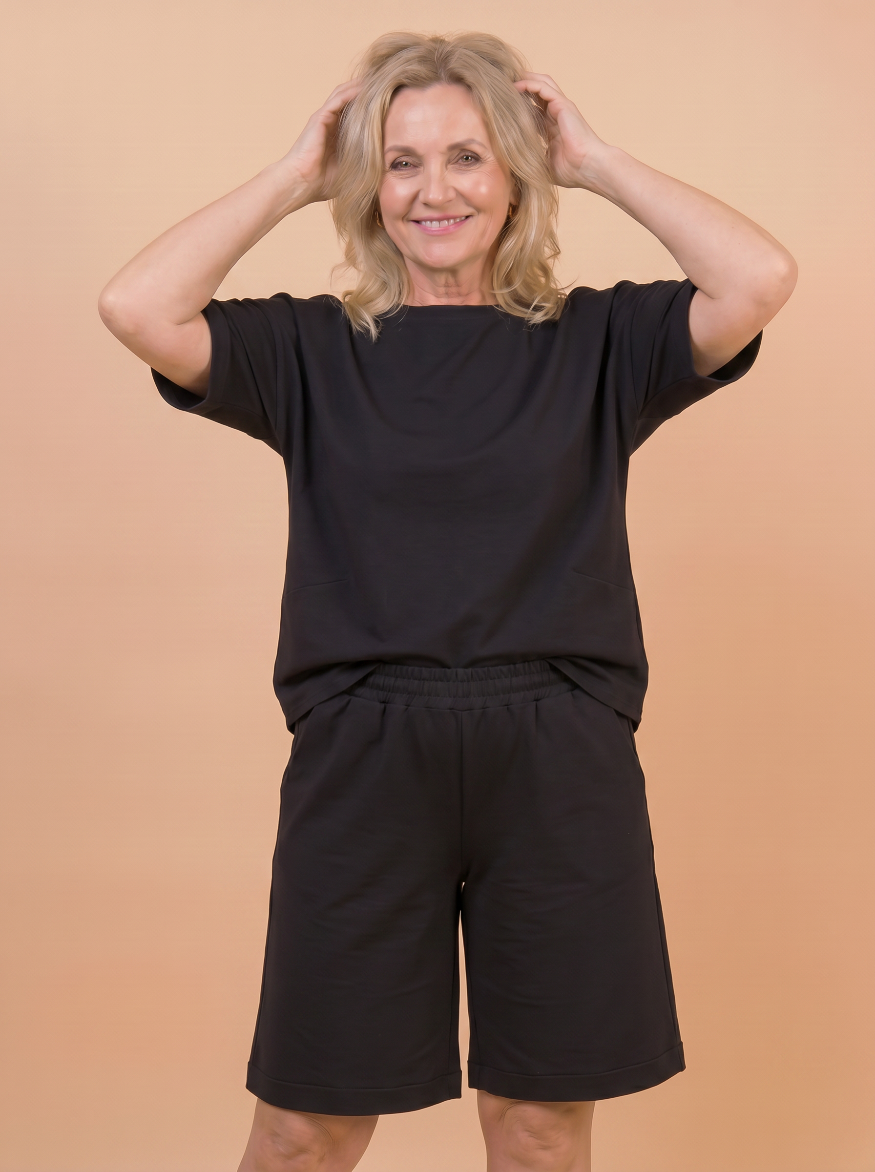 Komplet Letni Masełko — t-shirt oversize i szorty plus size | 100% Masełko (wiskoza) Polska szwalnia