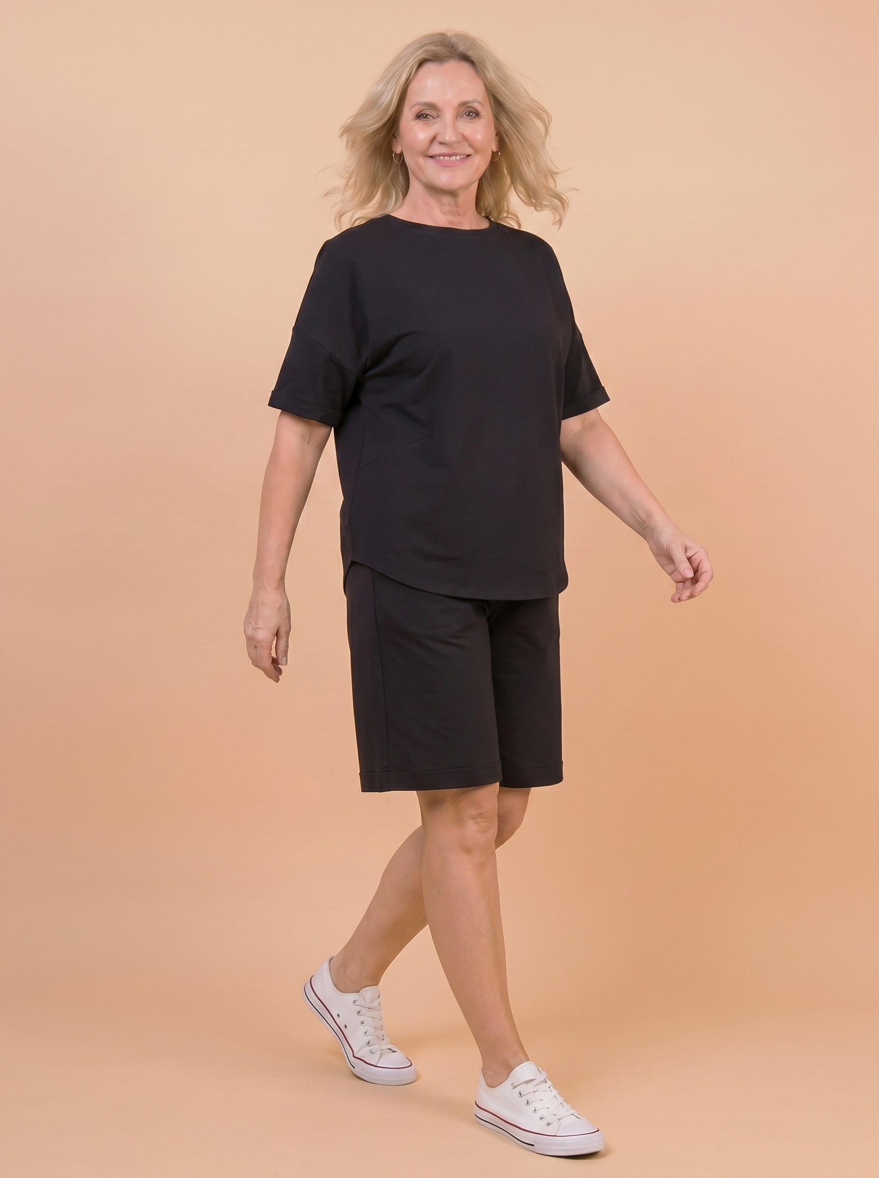 Komplet Letni Masełko — t-shirt oversize i szorty plus size | 100% Masełko (wiskoza) Polska szwalnia