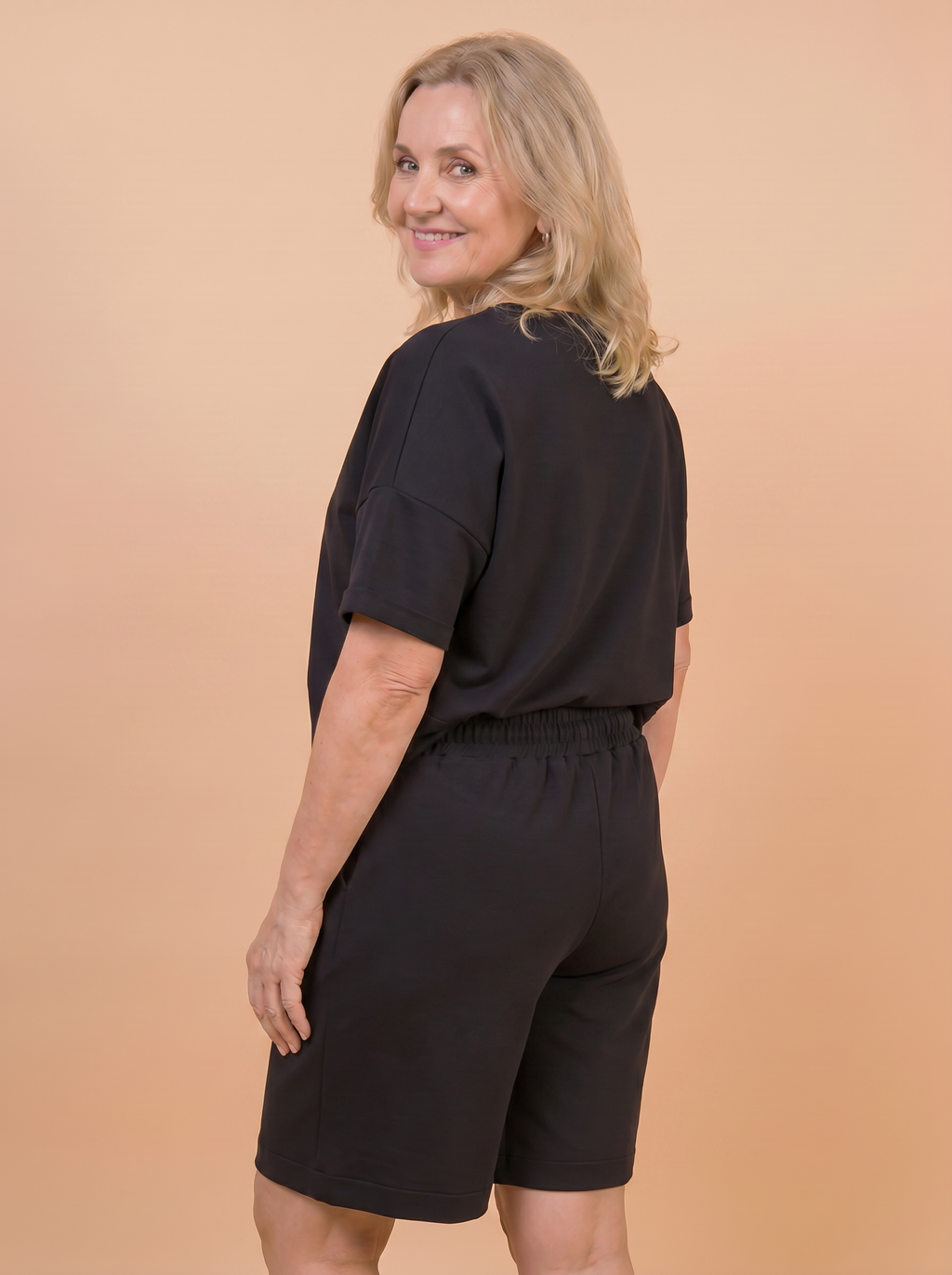 Komplet Letni Masełko — t-shirt oversize i szorty plus size | 100% Masełko (wiskoza) Polska szwalnia