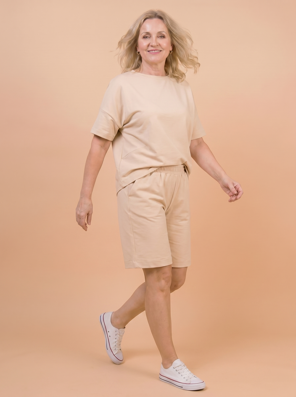 Komplet Letni Masełko — t-shirt oversize i szorty plus size | 100% Masełko (wiskoza) Polska szwalnia