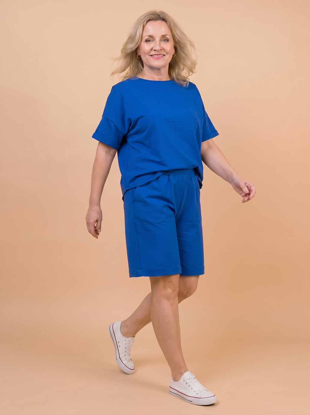 Komplet Letni Masełko — t-shirt oversize i szorty plus size | 100% Masełko (wiskoza) Polska szwalnia