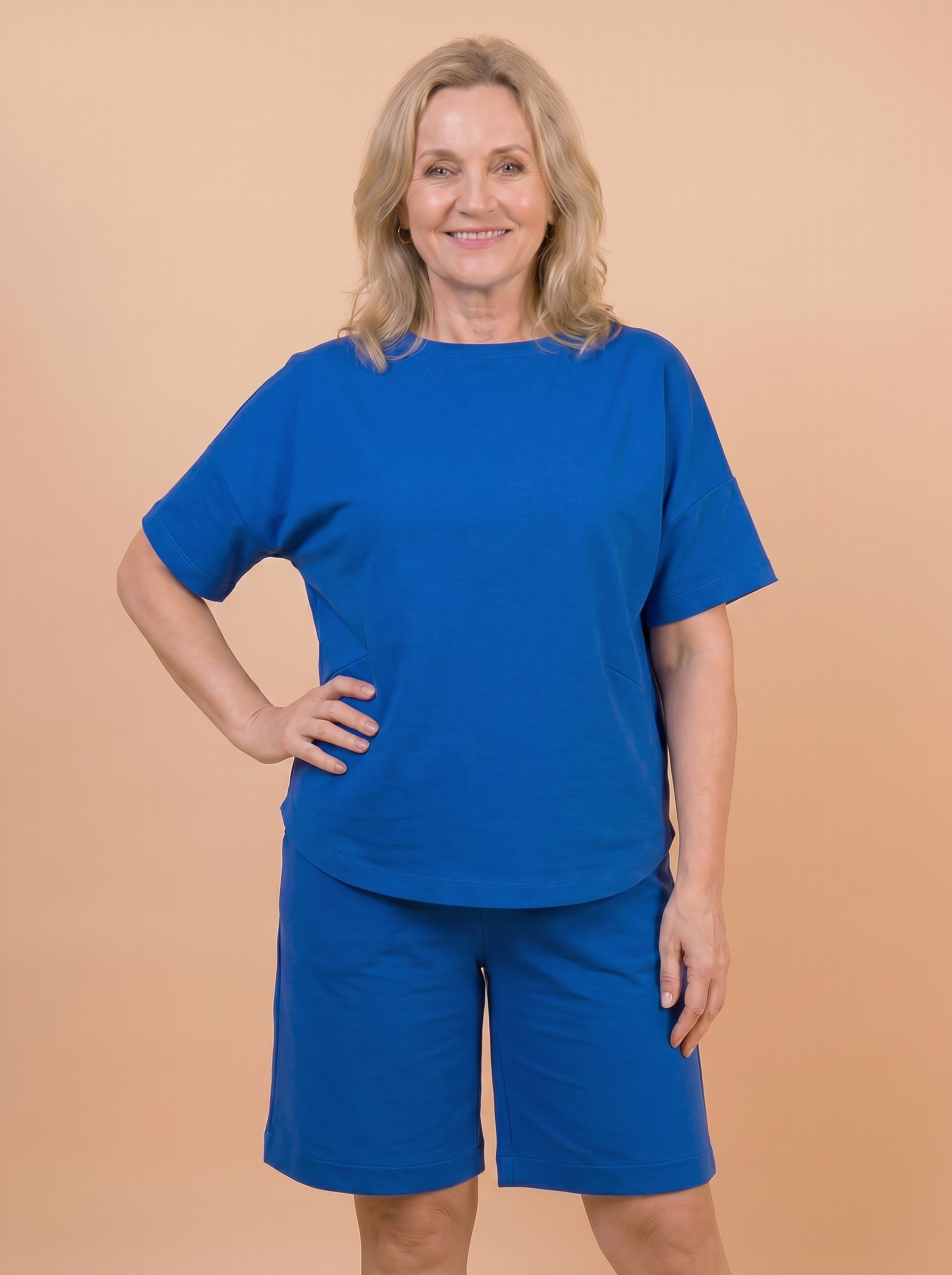 Komplet Letni Masełko — t-shirt oversize i szorty plus size | 100% Masełko (wiskoza) Polska szwalnia