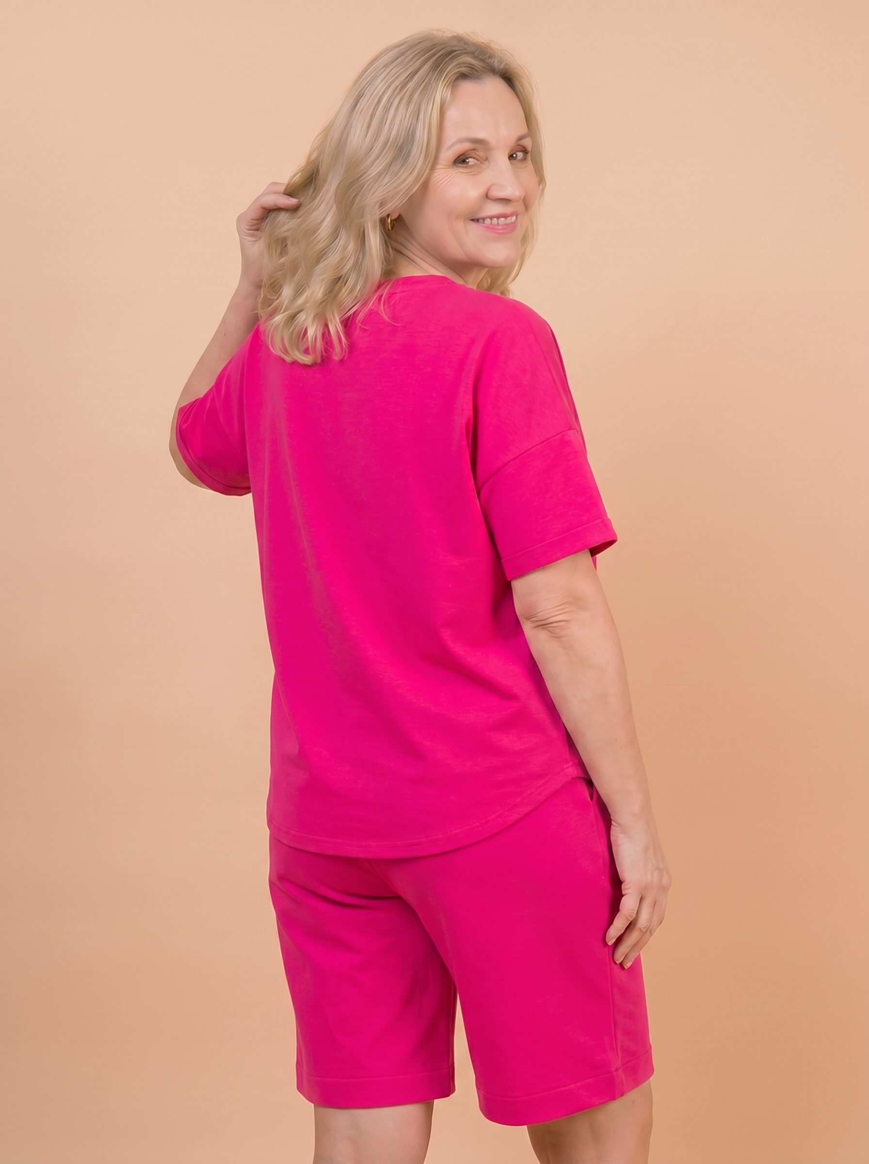 Komplet Letni Masełko — t-shirt oversize i szorty plus size | 100% Masełko (wiskoza) Polska szwalnia