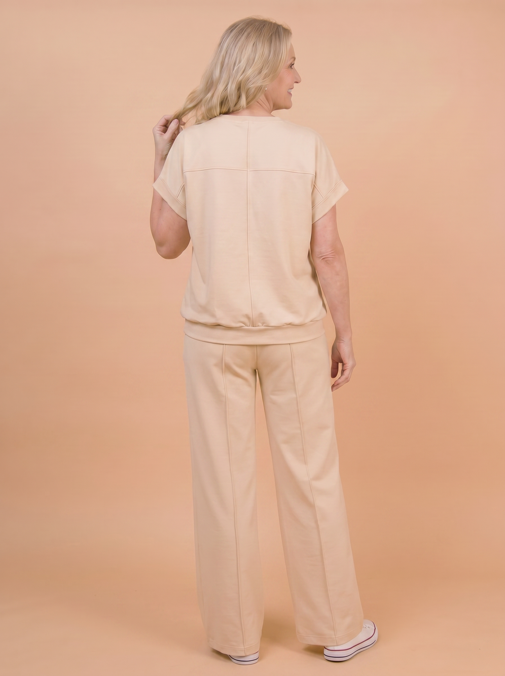 Komplet Letni Przewiewny Plus Size — Bluzka i Spodnie Palazzo | Wiskoza Masełko, Polska Szwalnia