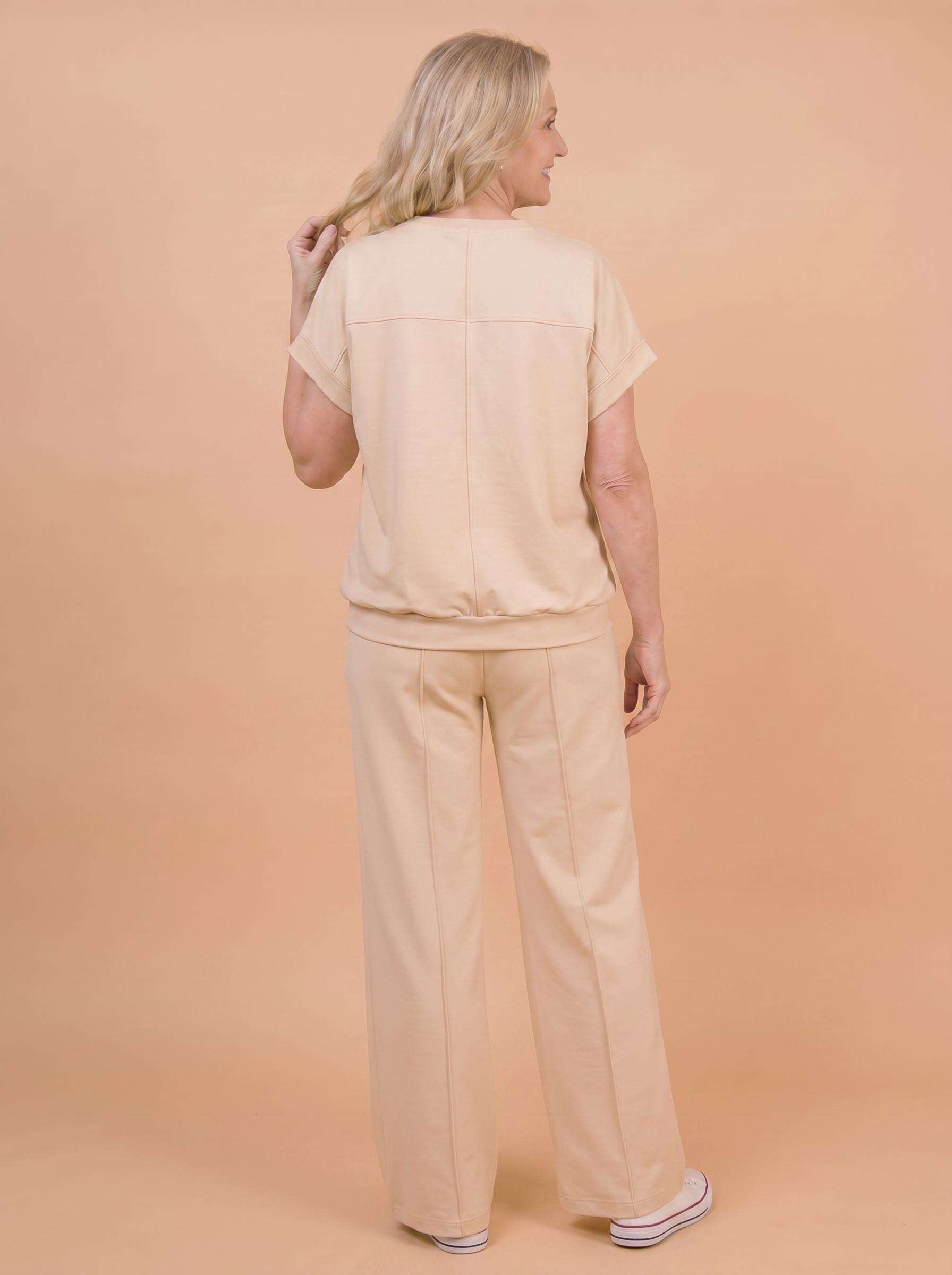 Komplet Letni Przewiewny Plus Size — Bluzka i Spodnie Palazzo | Wiskoza Masełko, Polska Szwalnia