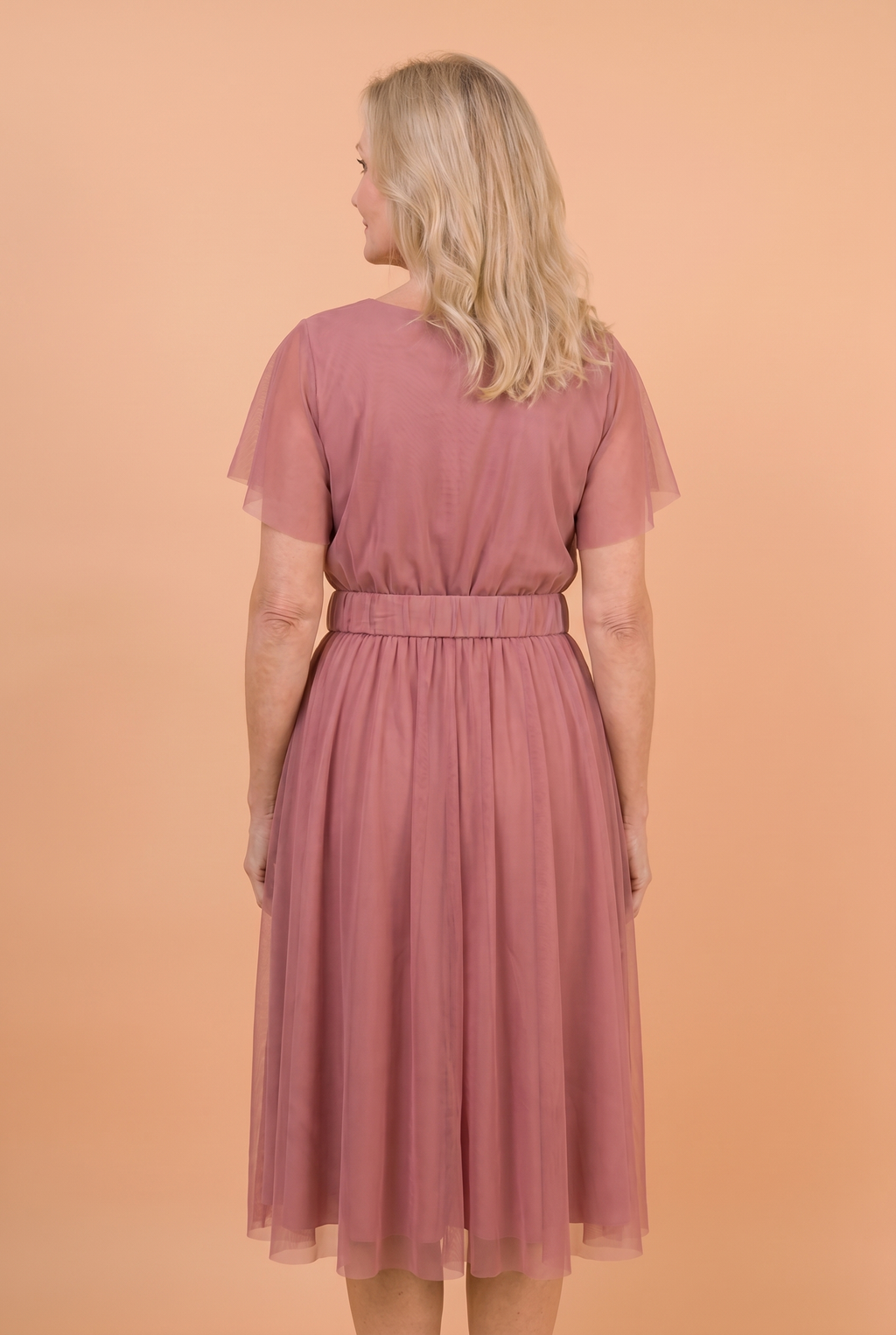 Sukienka Akwarela Plus Size — Zwiewna Midi z Paskiem | Mesh, Polska Szwalni