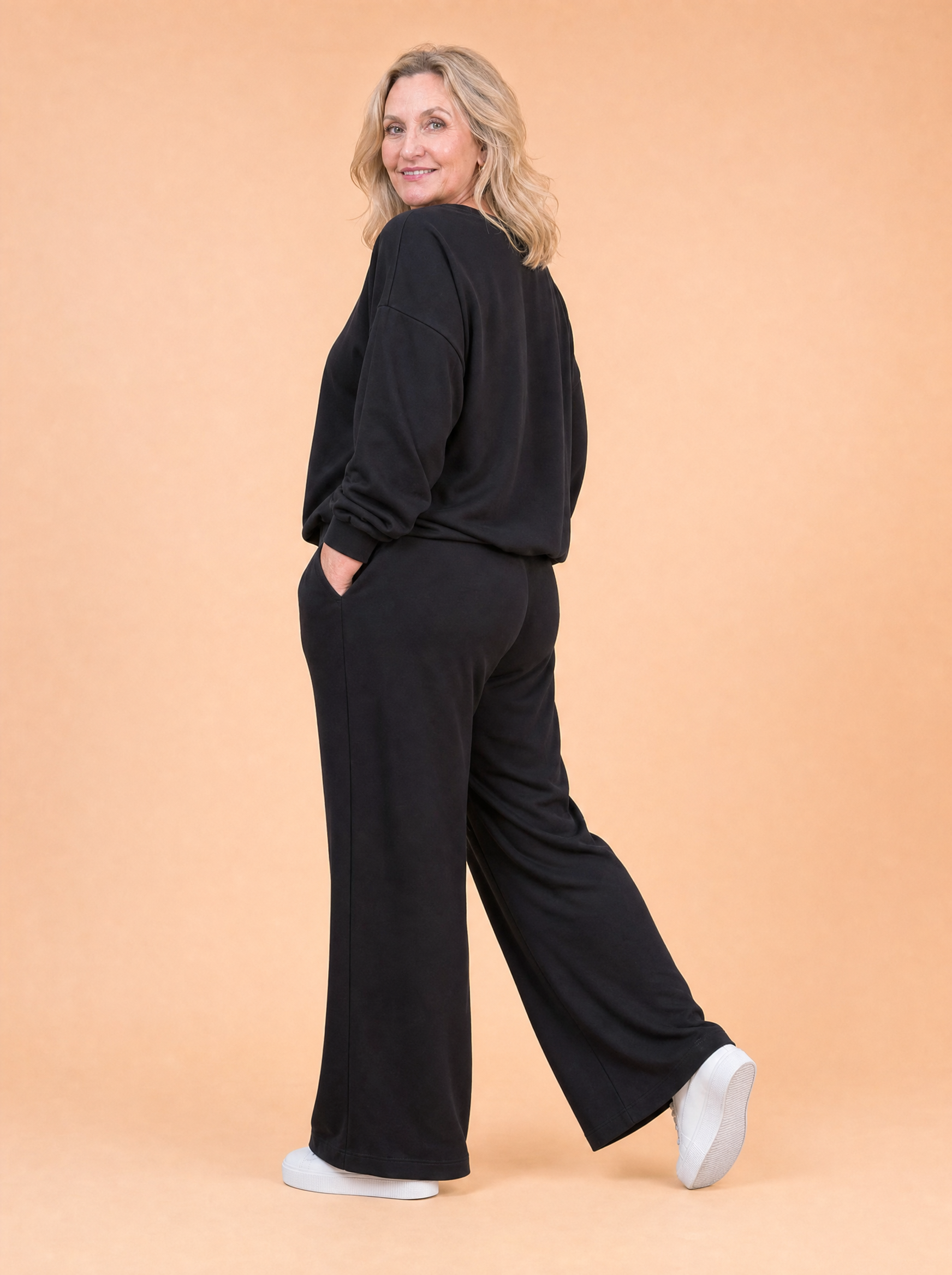 Komplet Masełko Long — Bluzka z długim rękawem i Spodnie Palazzo plus size | 100% Wiskoza Masełko, Polska Szwalnia