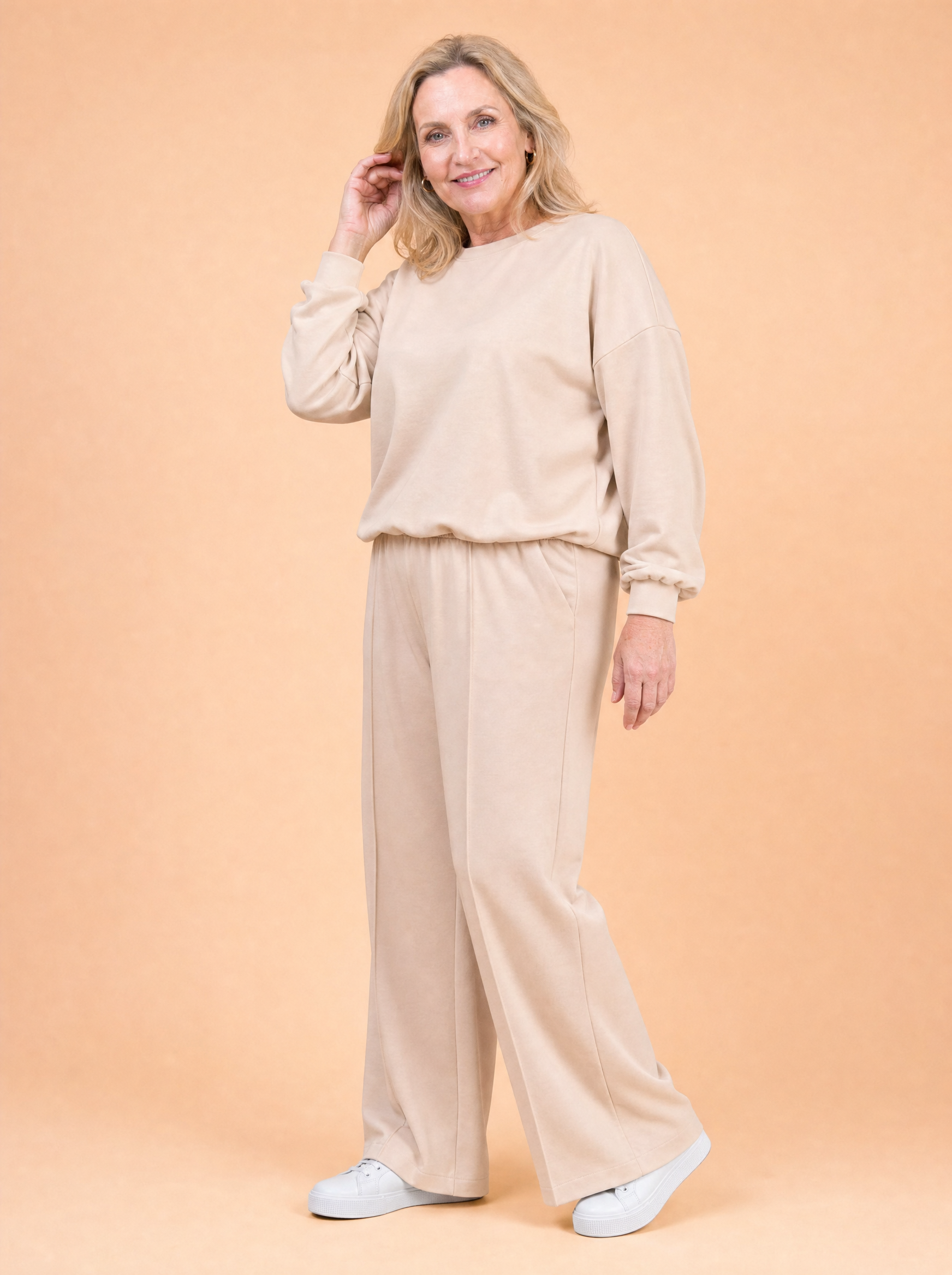 Komplet Masełko Long — Bluzka z długim rękawem i Spodnie Palazzo plus size | 100% Wiskoza Masełko, Polska Szwalnia